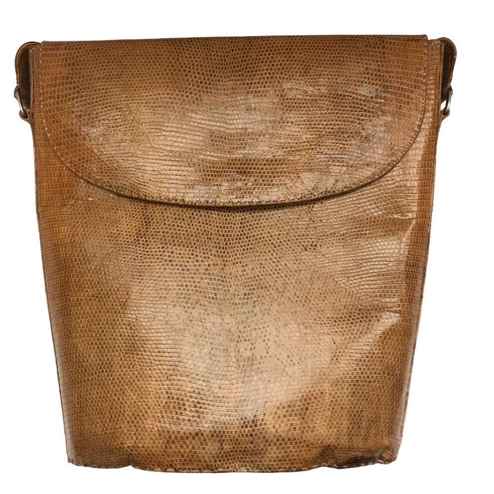 Vintage Hand Sewn Tan Snakeskin Bag EUC